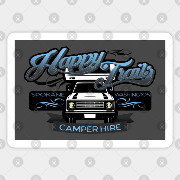 Happy Trails Camper Hire Magnet by Randomart